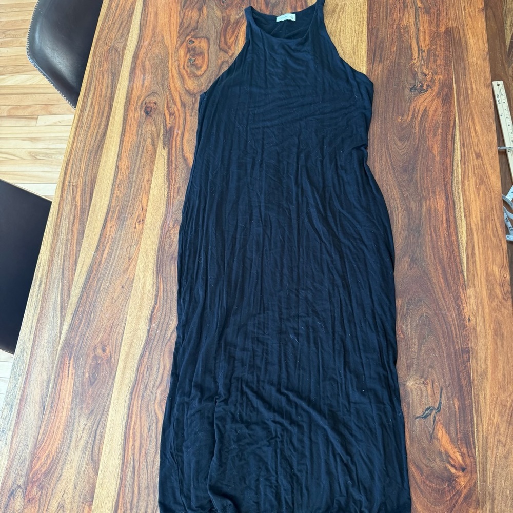 Gentle Fawn Womens Black High Neck Midi Bodycon Tank Dress L Racerback Stretch - Picture 2 of 8